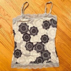 Ann Taylor Abstract Floral Blue Lace Cami Camisole XS